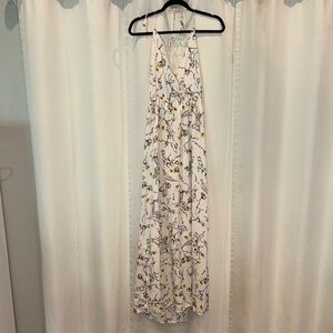 White Floral Halter Maxi Sundress with Tie Back - XL